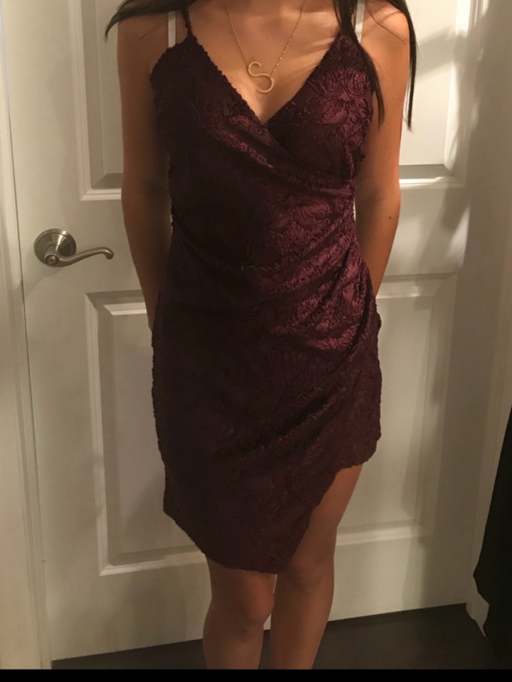 Dress Forum Plum Textured Cowl Midi Dress